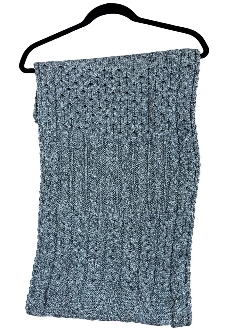 Aran Sweater Market Merino Wool Button Snood Scarf Gray Made in Ireland